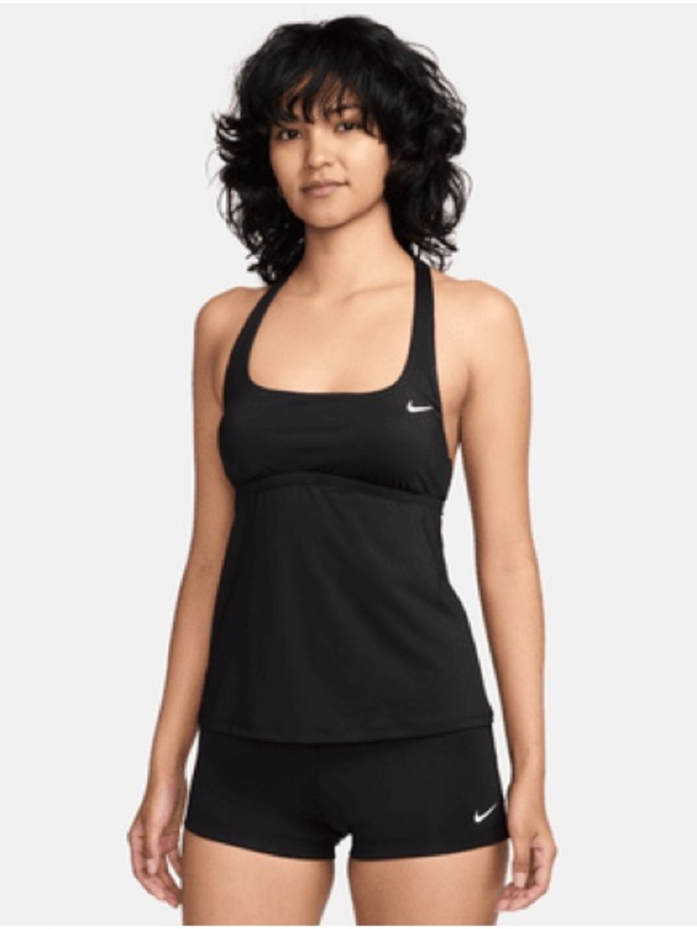 Nike | Black Scoop-Neck Tankini Swim Top with Supportive Straps